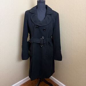 Majesty Black Belted Peacoat Women’s Size 50 Double Breasted Wool Coat
